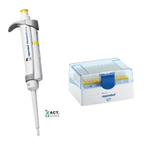 Eppendorf Research® plus, 1-channel, variable, incl. epT.I.P.S.® Box, 10 – 100 µL, yellow