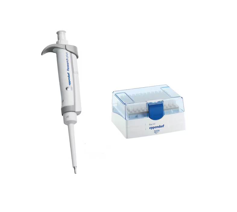 Eppendorf Research® plus, 1-channel, variable, incl. epT.I.P.S.® Box, 2 – 20 µL, light gray