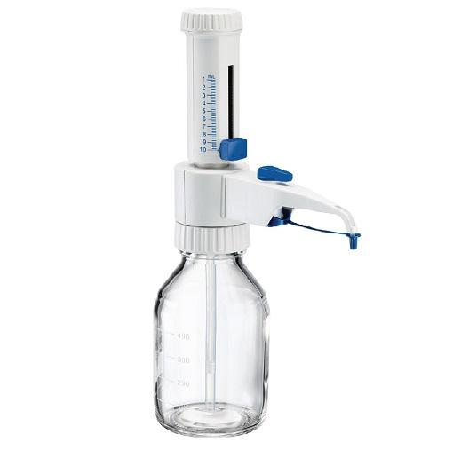 Eppendorf Varispenser® 2x, 1-channel, bottle top dispenser with recirculation valve with adapters GL 25, GL 28/S 28, GL 32, GL 38, S 40 and telescopic intake tube , 1 – 10 mL